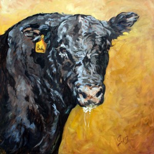 Buddy, the Angus Bull, is a painting by Gail Dee Guirreri Maslyk.