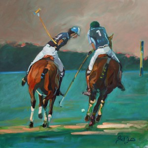 Banbury Cross Polo, I, is an oil painting by Gail Dee Guirreri Maslyk.