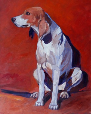 Christmas Hound, is a painting by Gail Dee Guirreri Maslyk.