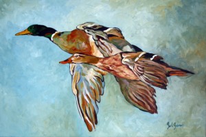 Mallard Ducks, is a painting by Gail Dee Guirreri Maslyk.