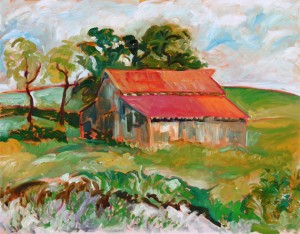Lucy's Cow Barn - Cow Hill Blacksburg VA, is a painting by Gail Dee Guirreri Maslyk.