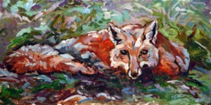 Fox in the Spring Grass, is a painting by Gail Dee Guirreri Maslyk.