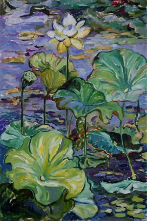 Lotus and Water Lilies, I, is a painting by Gail Dee Guirreri Maslyk.