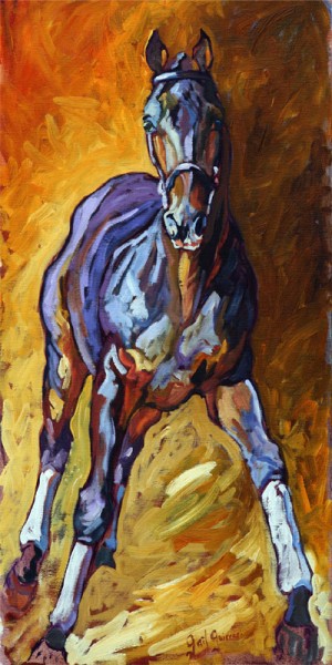 Carry On, A Holsteiner Stallion, is a painting by Gail Dee Guirreri Maslyk.