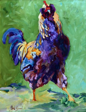 Rooster, VI, is a painting by Gail Dee Guirreri Maslyk.