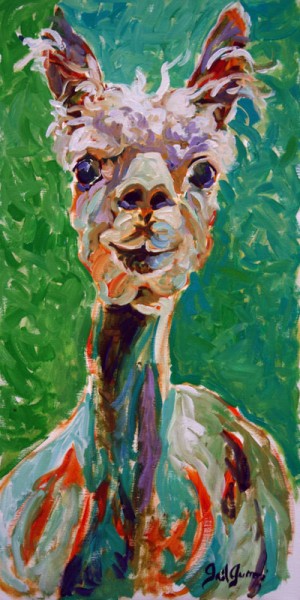 First Shear, Alpaca I, is a painting by Gail Dee Guirreri Maslyk.