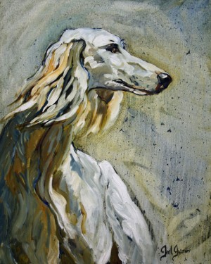 Saluki Hound, is a painting by Gail Dee Guirreri Maslyk.