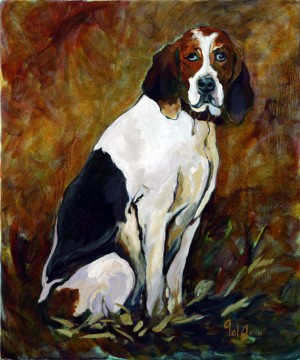 The Hunting Hound, V, is a painting by Gail Dee Guirreri Maslyk.