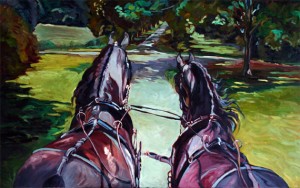Bent Tree Farm Friesians, is a painting by Gail Dee Guirreri Maslyk.