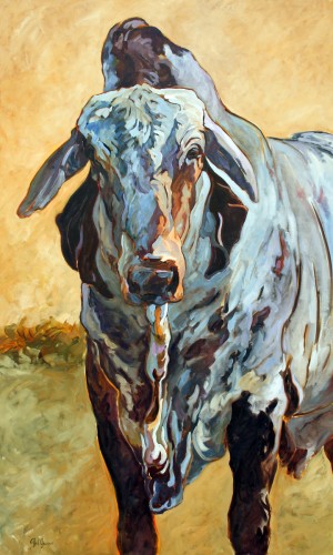 Brahman Bull, III, is a painting by Gail Dee Guirreri Maslyk.
