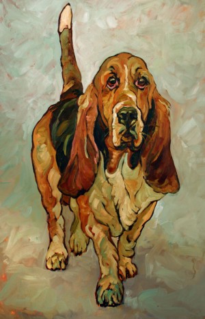 Bassett Hound, is a painting by Gail Dee Guirreri Maslyk.