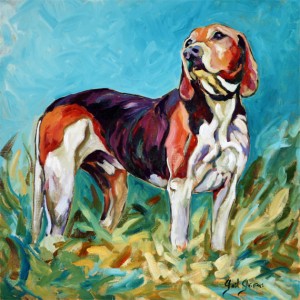 Master Hound, is a painting by Gail Dee Guirreri Maslyk.