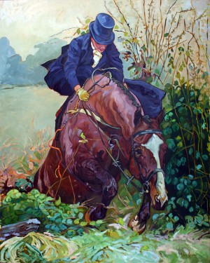 Meath Hunting Sidesaddle, I, is a painting by Gail Dee Guirreri Maslyk.