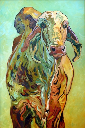 Brahman Bull,  V, is a painting by Gail Dee Guirreri Maslyk.