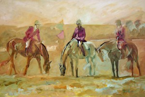 The Three Huntsmen, is a painting by Gail Dee Guirreri Maslyk.