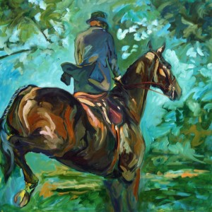 Sidesaddle Portrait, III, is a painting by Gail Dee Guirreri Maslyk.