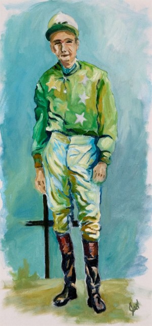 Jockey in Oakridge Silks, I, is a painting by Gail Dee Guirreri Maslyk.