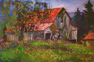 Lucy's Hay Barn, Cow Hill I, is a painting by Gail Dee Guirreri Maslyk.