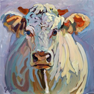 Blonde d'Aquitaine Cow Portrait