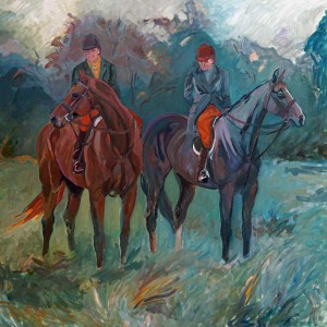 Cubbing Fieldhunters, an oil painting by Gail Guirreri-Maslyk