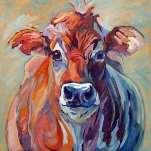 Flossie, the Brown Swiss Cow is an oil painting by Gail Guirreri-Maslyk.