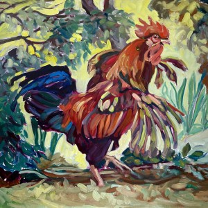 Rooster in the Landscape by Virginia fine artist Gail Guirreri