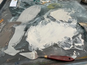 Grey Horse Composition oil colors palette