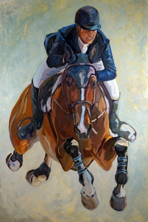 McLain Ward and Quimi del Masat, III is an oil painting portrait by Gail Guirreri-Maslyk.