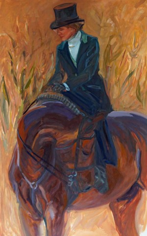 Patience, a portrait of Jt MFH Penny Denegre and her champion sidesaddle mare Garnet is a painting by Gail Guirreri-Maslyk.