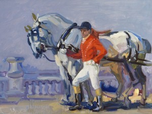 Coaching Horses, I is a reproduction painting by Gail Guirreri aft Sir Alfred Munnings.