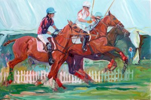 National Sporting Library Polo, I is an equestrian sporting art painting by Gail Guirreri-Maslyk.