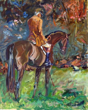 OCH Cubbing with Charlie Matheson is an oil on canvas painting by Gail Guirreri-Maslyk.