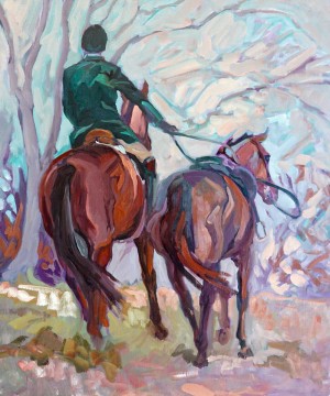 Pony Home the Fieldhunter, OCH is a sporting art oil painting by Gail Guirreri.