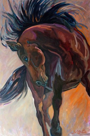 Stallion Gesture III, Playing with Fire is a painting by Gail Guirreri.