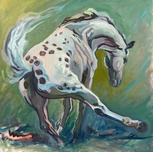 Stallion Gesture Pose IV, Captain America is an oil painting by Gail Guirreri.