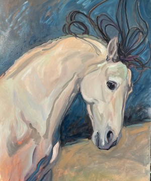 Stallion Gesture Pose V, Flashinator is an oil painting by Gail Guirreri.