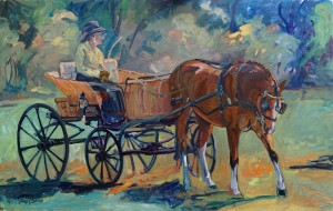 Summer Afternoon Carriage Drive at Belle Grey Farm in Upperville Virginia is an oil painting on canvas by Gail Guirreri-Maslyk.