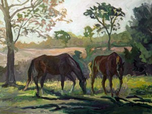 Hazy Summer Cloverlone Mare Pasture is an oil painting by Gail Guirreri.