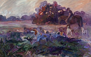 Summer Sunrise with Snickersville Hounds , a painting by Gail Guirreri-Maslyk