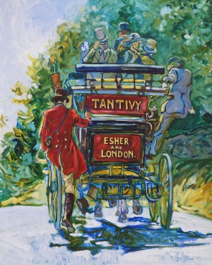 The Tantivy Coach depicting the National Sporting Library and Museum Drive is a painting by Gail Guirreri-Maslyk.