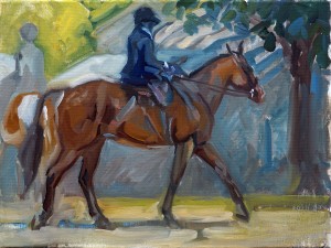 Upperville Sidesaddle Study is an alla prima oil painting by Gail Guirreri.